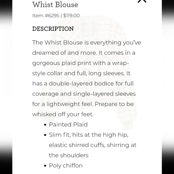 Cabi 6295 plaid whilst blouse size xs - Picture 8 of 9